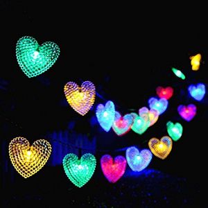 Solaires Coeur D'amour Lumières Extérieures,KINGCOO Imperméable 20ft 30LED Solaire étoilé Décoratif Guirlande Lumineuse avec 8 Modes pour Noël Halloween Mariage (Multicolore) (KINGCOO-Direct, neuf)
