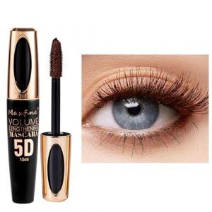 Mascara télescopique violet 5D pour les yeux,Imperméable à l'eau,Longue durée,Effet bouclé,Mascara anti,clump,Effet faux cils,Utilisation pour cosplay (Tuyau noir - Brun) (BENstore, neuf)