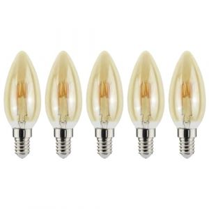 Lot de 5 ampoules LED &agrave; filament spiral&eacute; - 2,5 W - Or - Extra blanc chaud - 2 000 K (bougie E14) (ncc-design, neuf)