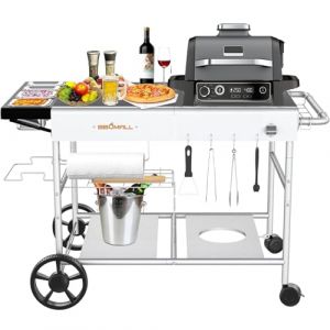 GFTIME Table de four à pizza 128 x 64 cm Ooni Koda/Karu/Fyra 16 & 12 station de rangement à pizza, support mobile barbecue d'extérieur Ninja Woodfire, Blackstone Griddle Cuisinart, GF30048 (GFTIME Direct, neuf)