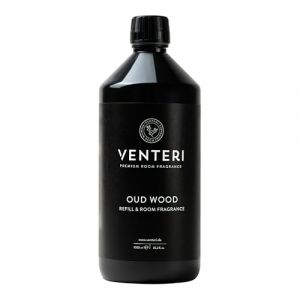 Recharge de parfum d'ambiance Oud Wood 1 litre &ndash; Flacon de recharge avec embout pulv&eacute;risateur &ndash; Intense et longue dur&eacute;e &ndash; Naturel pour la maison (VENTERI PREMIUM ROOM FRAGRANCE, neuf)