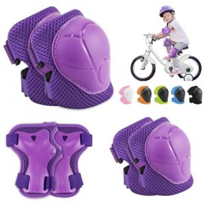 Kit d'équipement de protection pour enfants - Genouillères pour enfants - Avec protège-poignets et coudières - 6 en 1 - Pour skateboard, roller, hoverboard, vélo (violet) (AXIOMATIC SUN - UNIPESSOAL LDA, neuf)