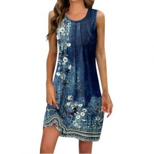 Robe Midi Motif Robe Chic Et Elegante Courte Robe a Fleur Femme D'été Robe D Ete pour Femme sans Manches Col Rond Robe Noire Sexy Vente en Ligne Robe De Plage Femme Robe Boheme Dentelle L (Transport 10-15 jours TQBHSC, neuf)