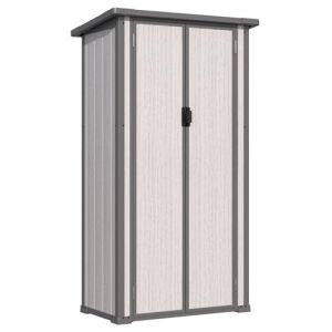 YODOLLA Abri de Jardin Métal, Armoire de Rangement Extérieure à 4 Niveaux, Étagères Réglables & Portes, 101x59x179 CM, Gris (YODOLLA-UK, neuf)