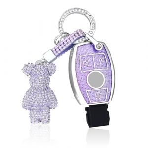 OFF WE GO Coque Cl&eacute; Etui Cles pour Mercedes Benz A B C E GLA GLC GLE GLK SLK CLA CLK W176 W245 A203 W204 W211 &Eacute;tui Cl&eacute;s Boitier Cl&eacute; Voiture Protecteur Cl&eacute; Voiture avec Porte-cl&eacute;s,Violet (OFF WE GO, neuf)