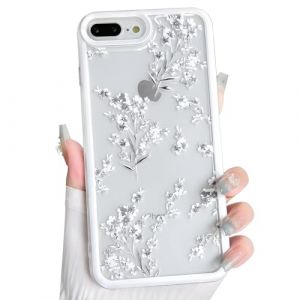 NITITOP pour iPhone 7 Plus / 8 Plus Coque Transparente Mignonne Floral Fleur Branche Motif Clair pour Femme Fille Cadre Color&eacute; &Eacute;clatant Housse Antichoc en TPU Souple Protection - Blanc (NITITOP, neuf)
