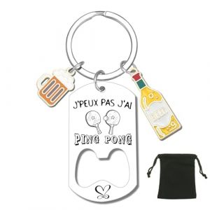 LUODAN Cadeau Porte-cl&eacute;s - Sp&eacute;cial Passionn&eacute;s- J'peux pas, J'ai - pour Basket Chasseur Football Golfeur Motard P&ecirc;cheur Cycliste Rugby Cadeau - id&eacute;e cadeau dr&ocirc;l - cr&eacute;ation (j'ai pingpong) (hangzhoujiaranzhuangshicailiaoyouxiangongsi, neuf)