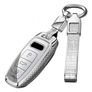 ontto Coque de Protection pour clé de Voiture PC pour Audi A3 A6 A7 A8 Q7Q8 Q4 E-Tron S3 Sportback SQ7 SQ8 RS6 RS7 A8L 2019-2024 Accessoires Coque de clé 3 Boutons-B Argent (Ontto, neuf)