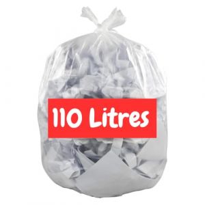 Sac Poubelle Transparent 110L X 50 | Sacs Poubelles 110 Litres | Très Résistant et Etanche (30 µ) | Poubelles Bureaux - Commerces | Tri Sélectif Déchets Plastiques | Pour Poubelle 100 litres (GS SECURITE FRANCE, neuf)