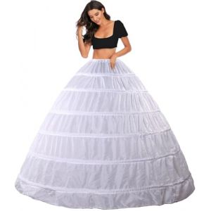 Jupon Jupes Mariage de Femme Long Vintage de Mariée 6 Cerveaux Crinoline Jupons Hoops A-Line Wedding Dress Petticoat Femme années 50 Retro en Rockabilly Robe Underskirt, Plus Couleurs(Blanc,50) (Happy&Princess, neuf)