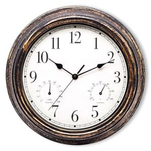 SUNOYA Horloge Murale Exterieure Etanche, 30 cm Horloges de Jardin Etanches avec Thermom&egrave;tre et Hygrom&egrave;tre, Horloge De Jardin, Horloges D'ext&eacute;rieur Etanche pour Balcon, Salle de Bain, Cuisine (DING VICTORY LIMITED, neuf)