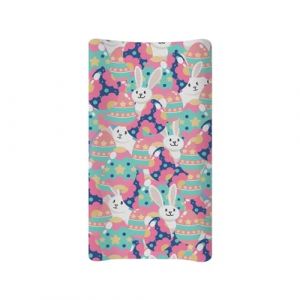 BYCHECAR Housse de table &agrave; langer douce lavable et extensible pour filles et gar&ccedil;ons, motif lapin de P&acirc;ques, bleu (BYCHECAR, neuf)