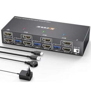 Commutateur KVM USB 3.0 HDMI 3 PC 2 moniteurs, Simulation EDID, 4K @ 60Hz Extended Display, HDMI 2.0, Dual Monitor KVM Switch 3 PC Partage Clavier sans fil, souris, imprimante, avec télécommande (YT STORE, neuf)