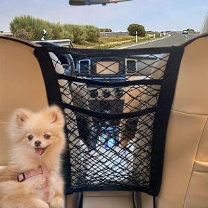 TIGOADT Filet de Voiture Elastique 3 Couches Filet Rangement et Arrimage pour Auto, Sac Filet de Voiture pour Chien et Enfants, Organisateur de Filet pour la Auto, Pochette de Rangement du Conducteur (Boasail, neuf)