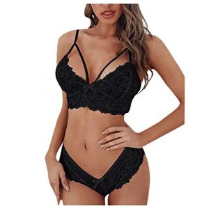 Femmes Ensemble De Lingerie Ensemble Sexy Halter Maille Ensembles De Lingerie Pas Cher Grande Taille Dentelle Intimes Sexy Tenue Erothique Sexy Fendue sous Vetements Feminins Sexy (Mengha (7-15 jours de livraison), neuf)