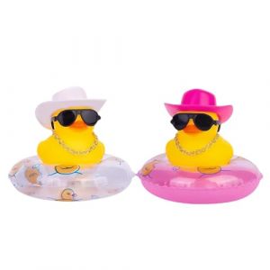 XFSRG Canard en Plastique avec Chapeau Et Lunettes De Soleil Jouet De Bain pour Enfants Canard Vibrant Éducatif Amusant Et Coloré Idéal pour Le Bain Et La Piscine (Bouée Canard A) (QR CONSULTING SHOP, neuf)