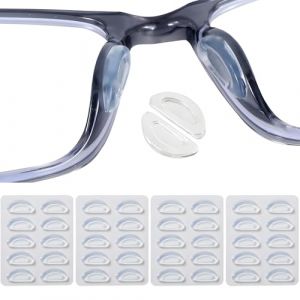 20 Paires de Plaquette Lunette Autocollantes, Coussinet Lunettes Nez en Silicone Doux Transparent Anti-D&eacute;rapant en Forme de D,pour Montures de Lunettes Correctrices & Lunettes de Soleil (XinKShangMao, neuf)