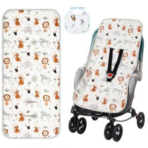 AOGOE Coussin Poussette Universelle, Coussin Réducteur de Landau Réglable, Coussin Poussette Bebe Confort 100% Coton, Doux et réversible,Infant Coussin Pad,Anti-transpiration, Respirant, Absorbant (AOGOE-EU, neuf)