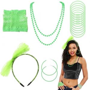 TeaATiCh D&eacute;guisement Ann&eacute;e 80,Accessoire Annee 80,Vetement Annee 80 Disco,Deguisement Annee 80 Femme Accessoire Fluo,Accessoires De Mode Des Ann&eacute;es 80,Retro Party Supplies,Vert (ZIyikeji, neuf)