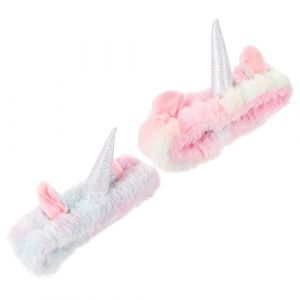 Holibanna Bandeau Licorne 2pcs Pour Femme Bandeau De Maquillage En Corne De Licorne Serviette De Bain Douce Accessoires De Spa Pour Se Laver Visage Multicolore (Qiysangi, neuf)