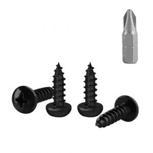 150 Pcs M4 Vis Bois Autotaraudeuses à Tête Bombée, Vis à Bois Noires, Visser Autoperceuses, Visser à Tête Ronde Cruciforme pour Meubles Métal, M4x13mm (YuShiLiu, neuf)
