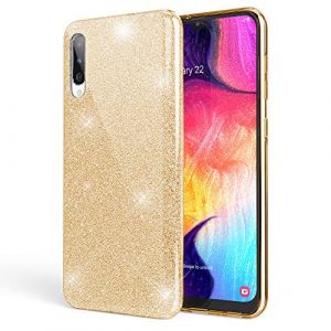 NALIA Coque Paillettes Compatible avec Samsung Galaxy A50, Brillante Housse Protection Cover Bling Anti-Choc Silicone Case, Ultra Fine Glitter Bumper Telephone Portable Strass Etui, Couleur:Gold Or (BF-Commerce GmbH, neuf)