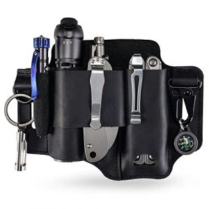 Sayram ST1/ST2 &Eacute;tui en Cuir Multi-Outils avec Porte-cl&eacute;s, Organisateur de Ceinture EDC, &eacute;tui &agrave; Couteaux pour Leatherman Outils, Lampe de Poche, Organisateur de Sac EDC pour Homme (Sayram_EDC, neuf)