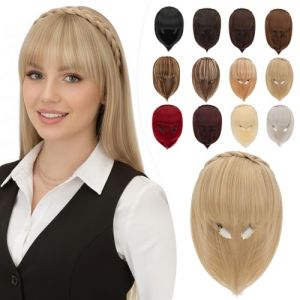 Elailite Volumateur Capillaire Frange a Clip Postiche Cheveux Serre-t&ecirc;te Tress&eacute; Pour Femme Extension Lisse 92g # Blond Fonc&eacute;/Blond Le Plus Clair (Naughty Fashion Mode, neuf)