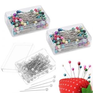 &Eacute;pingles Couture, 300 Pcs Epingle &agrave; T&ecirc;te Ronde en Verre, 40 mm Epingles Couturiere Multicolores, pour Mercerie/Patchworkde/Couturi&egrave;re/Bijoux/Bricolage D&eacute;coration/Couture et d'Artisanat (GloriseGO, neuf)