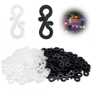 100 pi&egrave;ces Crochets de Goutti&egrave;re, Pinces &agrave; Lumi&egrave;re de No&euml;l, Lumi&egrave;res de F&eacute;es D&eacute;coratives, Crochets de Goutti&egrave;re pour Lumi&egrave;res de F&eacute;es, LED d'Ext&eacute;rieur, Lumi&egrave;res de F&eacute;es en Plastique(Noir, Blanc) (Ironwill Sarl, neuf)