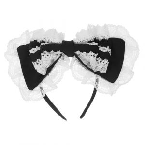 Healvian Arc Bandeau Casque En Dentelle Accessoires De Femme De Chambre Bandeau Kawaii Accessoires De Costume De Femme De Chambre Casque Bande De Cheveux Bowknot Coiffe Lolita Noir Chiffon (Le Sengyu, neuf)