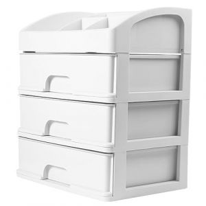 Vaguelly Bo&icirc;te de Rangement Cosm&eacute;tiques Tiroirs 3 Niveaux Blanche Coffre Maquillage pour Salle de Bain Bureau Organisateur Travelling (Bustling Xin, neuf)