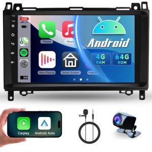 4G+64G Sans fil Carplay Android 13 Autoradio pour Mercedes Benz A/B Class W169 W245 B200 W639 Vito Viano W906 Sprinter 9 Pouces Autoradio Android Auto GPS Navi WiFi Bluetooth FM/RDS/EQ Caméra de Recul (Rimoody Direct, neuf)