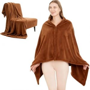 SNZ Couverture en Flanelle Poncho pour Femmes & Hommes - Cape d'Hiver Extra Doux comme Couverture de Canap&eacute;, Couverture de Voyage, Couverture Chaude pour la Maison, Avion, Bureau et Camping, Durable (Qifeitech, neuf)