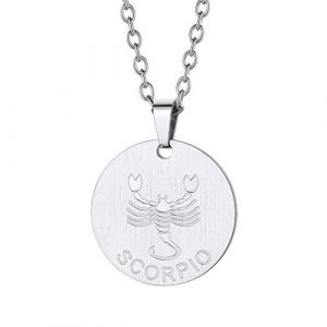 Custom4U Collier Médaille Signe Astrologique Scorpion Pendentif Zodiaque avec Chaîne Réglable 50+5cm (Custom4U Store, neuf)