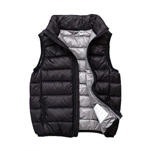 SK Studio Enfant Doudoune Sans Manches Chaud Col Garçon Fille Down Coton Gilet Style 3 Noir 130cm / 5-6 ans (iRich U EU, neuf)