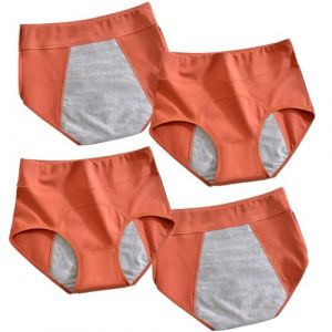 Culotte pour Fuite Urinaire Femme Lavable Culotte Incontinence Femme Culotte En Coton Anti-fuite Culotte Extensible Douce Confortable Respirant Absorption D'eau Élevée,XL,Orange (YiTongShangMao, neuf)