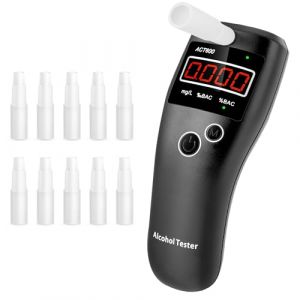 Yanbaozi Ethylotest Electronique Homologué NF, Alcootest avec Affichage LCD Numérique, Portable Testeur d'alcool 10 Embouchures pour Usage Domestique et Professionnel (Yanbao-direct, neuf)