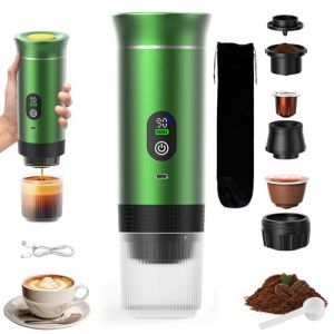 VHV Cafeti&egrave;re Portable 3 en 1,Rechargeable Cafeti&egrave;re Portable de Voyage,12V Expresso Machine a Cafe pour Capsule,Caf&eacute; Moulu,pour Camping,Bureau,Voyage, Maison, Voiture (Vert) (Sanmohua, neuf)