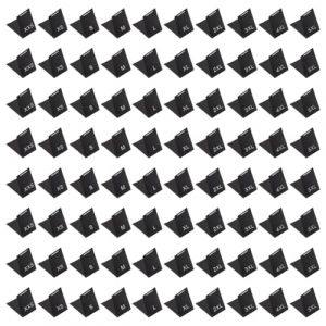 MAYJOYDIY 500 &eacute;tiquette de Taille de V&ecirc;tement Noire pour Couture XXS 5XL &Eacute;tiquettes de V&ecirc;tement Tiss&eacute;es &Eacute;tiquettes Brod&eacute;es en Tissu pour V&ecirc;tements Rubans de Couture(10 styles) 50 pi&egrave;ce/Style) (MAYJOYDIY EU, neuf)