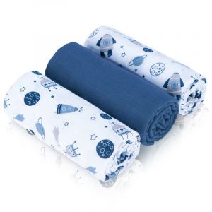 Baby Safe Pack de 3 Mousselines Bébé 80x70 cm, Serviettes 100% Coton Bio Certifié Oeko-TEX Idéal comme Bavoir, Langes Coton Bambou (Fischettistore, neuf)