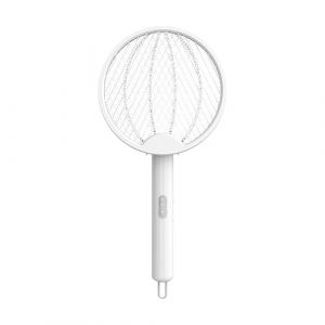 Raquette Electrique Insecte Tue Mouche - Raquette tapette à Mouche | Lampe Anti-Mouche Rechargeable Pliable 2 en 1 de Chasse-Mouche avec Filet Protection 3 Couches, Anti-Insecte Haute (Blanc) (CJjkolp, neuf)