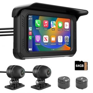 IXROAD Dashcam Moto avec CarPlay et Android Auto, 1080P Camera Moto Embarqu&eacute;e Avant et Arri&egrave;re, &Eacute;cran Tactile 5" avec GPS, TPMS, Carte TF 64 Go (mianpankejiseller, neuf)