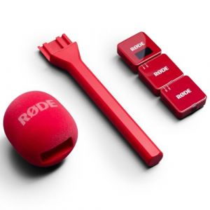 Rode Système de microphone sans fil GO Gen 3 2 canaux rouge + adaptateur manuel Interview GO rouge + protection contre le vent en fourrure Keepdrum (keepdrum, neuf)