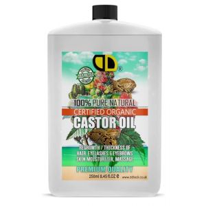 Huile de ricin bio 100 % pure et naturelle | Cheveux, cils, croissance des sourcils, corps, barbe et ongles v&eacute;g&eacute;taliens et sans cruaut&eacute; envers les animaux (250 ml Postal) (DD TECK LTD, neuf)