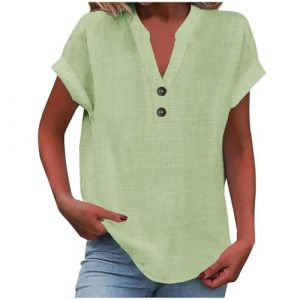 Nuoke t Shirts à Manches Courtes, vêtement, Blongs pour Les élégantes, Chemisier en Lin, Tunique de Soiree, Top Dentelle, Blans de Lin pour Les, Top Dentelle, Chemisier Noel, Tops (wumingzhibei, neuf)