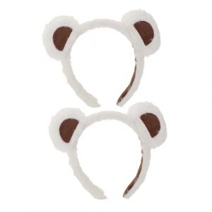 Healeved 2 Pi&egrave;ces Serre-t&ecirc;te Oreilles Ours Peluche Blanc Bandeau &Eacute;lastique Adulte et Gar&ccedil;on Fille pour Costume Halloween Accessoire Cosplay et Maquillage (Sonieg, neuf)