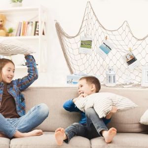 GIUSOBG Filet de Peche D&eacute;coratif 100 * 200cm Filet de P&ecirc;che M&eacute;diterran&eacute;en, Etoile de Mer Decoration, Convient pour F&ecirc;te sur la Plage, Mariage, D&eacute;coration Murale Photographique (Lin) (BINHENGEU, neuf)