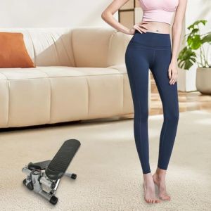 Stepper 2 en 1 pour la Maison, Mini Stepper Swing 120 kg avec &Eacute;cran LCD, Stepper Fitness Appartement avec Cordes de Puissance pour l'Entra&icirc;nement des Jambes, des Bras, des Fesses (Noir Gris) (hlang EU, neuf)