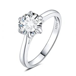 JewelryPalace 2ct Classique Cubic Zirconia Bague Taille Rond Solitaire Pierre Argent Massif 925 Femme, Diamant Simul&eacute; Bague Argent Fian&ccedil;ailles Mariage Promise Alliance, Ensemble Bijoux Femme Mariee (jewelrypalace, neuf)
